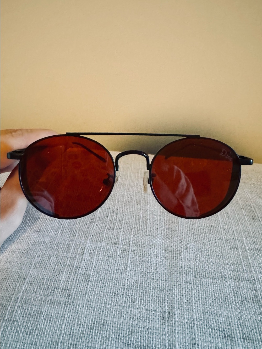 Dior Women's Black Frame Sunglasses with Red Lenses